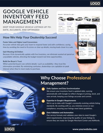 Google Vehicle Inventory Feed Management [Editable One-Pager]